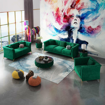 Designer Sofagarnitur 3+2+1 Sitzer Stoff Couchen Polster Garnitur Sofas Couch
