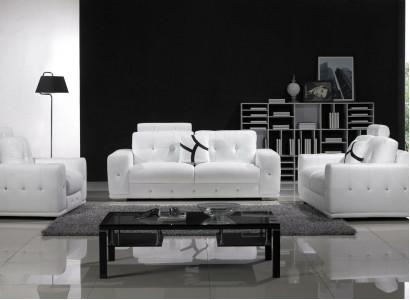 Ledersofa Couchen Sofagarnitur Sofa Sitzer Set Sofas Polster Couch 3tlg Sessel