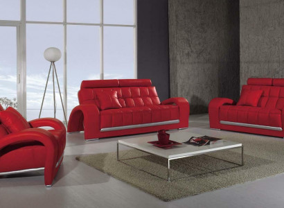 Ledersofa Couch Wohnlandschaft 3+1+1 Sitzer Garnitur Sofa Sofagarnitur