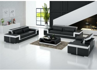 Ledersofa Couch Wohnlandschaft 3+2+1 Sitz Garnitur Design Modern Sofa