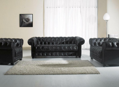 Ledersofa Sitzpolster Garnitur Chesterfield Stühle Design Sofa Couch Garnitur