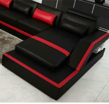 Ledersofa Sofa Couch Ecksofa Eck Polster Sitz Garnitur Wohnlandschaft