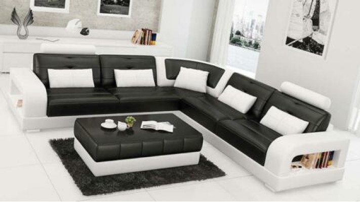 Polster Ecksofa Sofa Couch Wohnlandschaft Leder Eck Sofas Garnitur