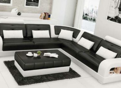 Polster Ecksofa Sofa Couch Wohnlandschaft Leder Eck Sofas Garnitur