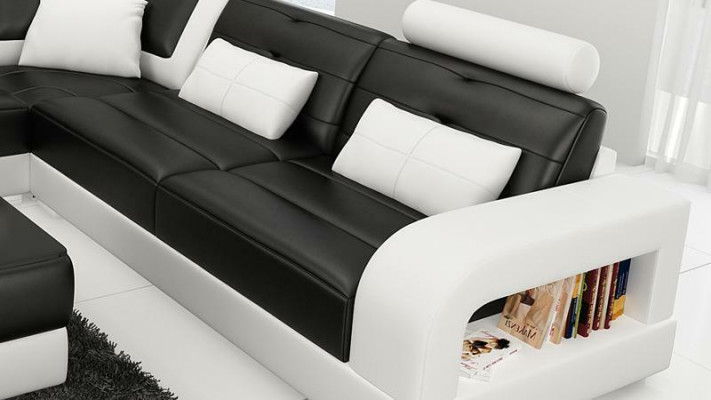 Polster Ecksofa Sofa Couch Wohnlandschaft Leder Eck Sofas Garnitur