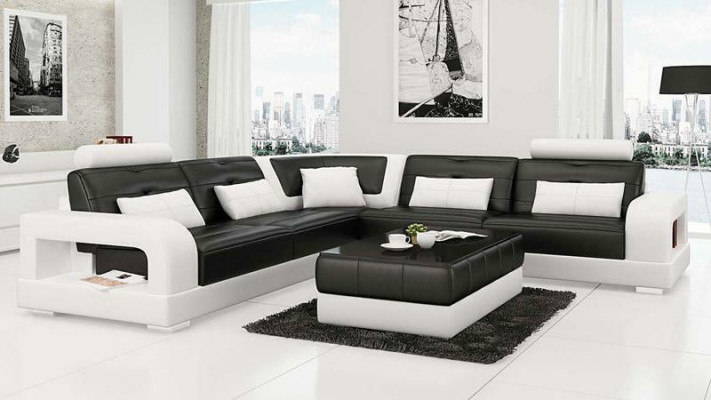 Polster Ecksofa Sofa Couch Wohnlandschaft Leder Eck Sofas Garnitur