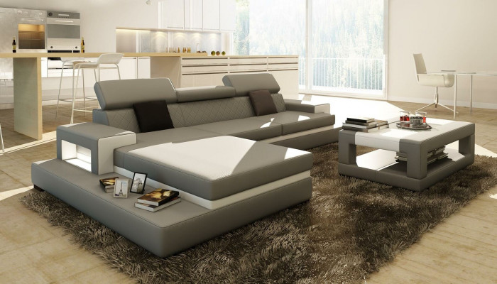 Sofas Ecksofa Ledersofa Polster Wohnlandschaft Couch Sofa Eckgarnitur