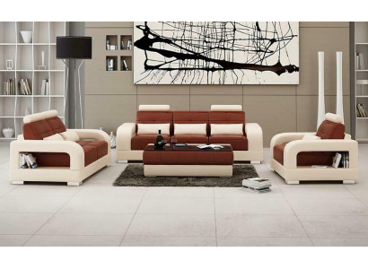 Sofagarnitur Polster 3+1+1 Sitzer Set Design Sofas Couchen Leder Modern