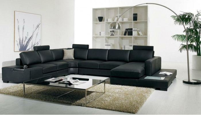 Ledersofa Designer Sofa U Form Wohnlandschaft Couch Deko Polster Ecksofa