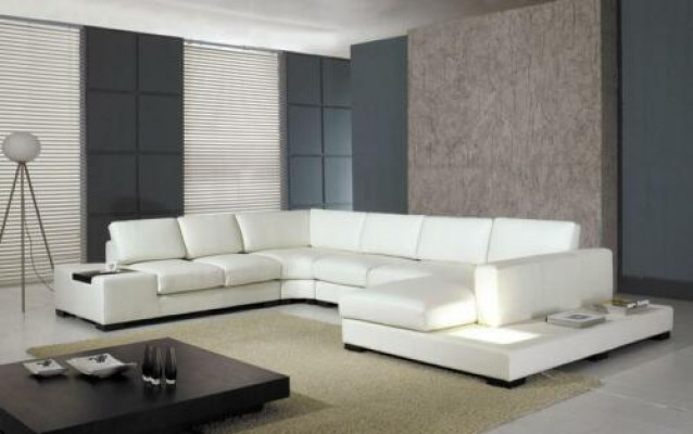 Ledersofa Designer Sofa U Form Wohnlandschaft Couch Deko Polster Ecksofa
