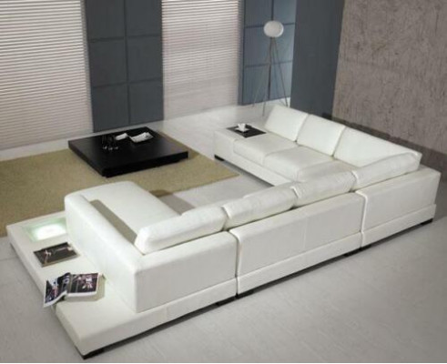 Ledersofa Designer Sofa U Form Wohnlandschaft Couch Deko Polster Ecksofa