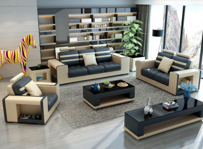 Sofagarnitur 321 Sitzer Tisch Hocker Couchtisch Sideboard Garnitur Moderne 5tlg.