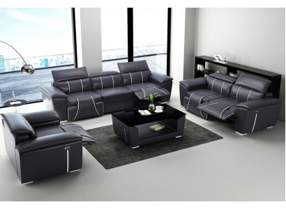 Luxus Sofagarnitur 2x 3 Sitzer mit Möbel Couch Ledersofa Textil Gruppe