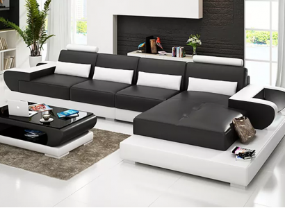 Sofa Ledersofa Eckcouch Polstergarnitur Couch Eckgarnitur Wohnlandschaft Polster