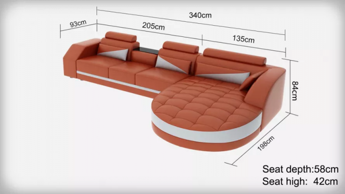 Designer Ecksofa Wohnlandschaft Ledersofa Sofa Sofa Couch Polster Lform Orange