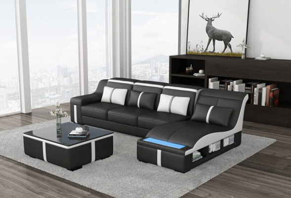 LForm Leder Wohnlandschaft Couch Polster Sitz Ecksofa Sofa Große