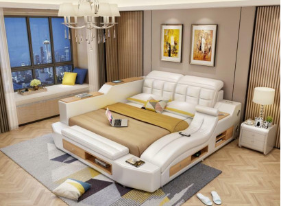 Funktion Bett Doppelbett Lederbett Betten Leder Polster Schlafzimmer Ehe