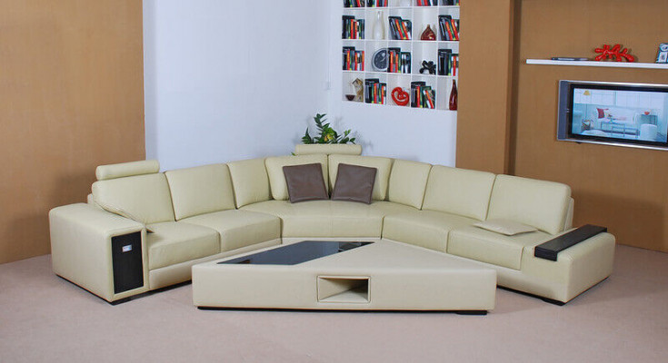 Designer Sofa Couch Ecksofa mit Hocker Garnitur Polster Wohnlandschaft