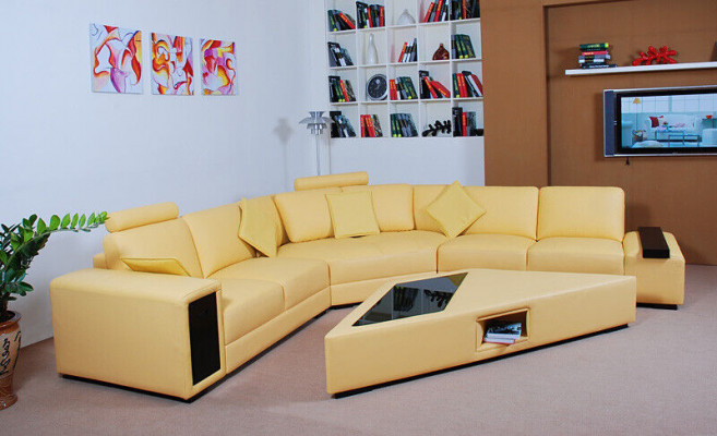 Designer Sofa Couch Ecksofa mit Hocker Garnitur Polster Wohnlandschaft