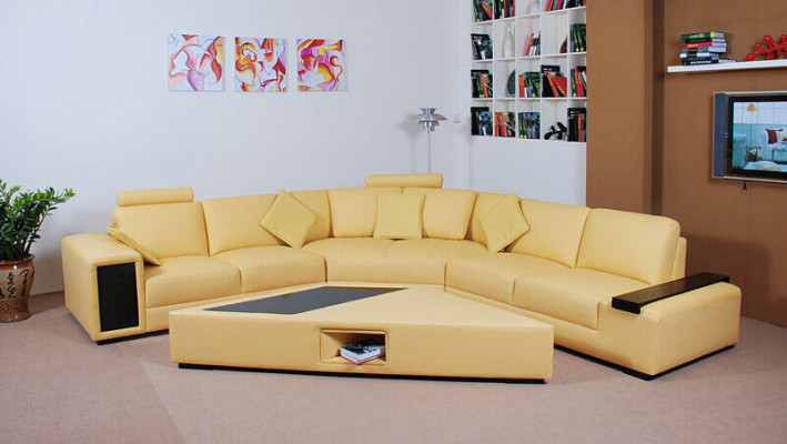 Designer Sofa Couch Ecksofa mit Hocker Garnitur Polster Wohnlandschaft