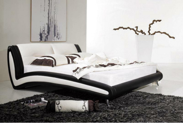 Designer Bett Betten Ehebett Doppelbett Polsterbett Schlafzimmer Lederbett