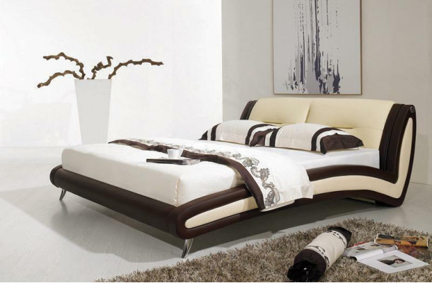 Designer Bett Betten Ehebett Doppelbett Polsterbett Schlafzimmer Lederbett