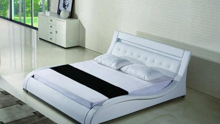 Lederbett Polsterbett Bett Betten Leder Leder Polster Ehe mit Belechtung