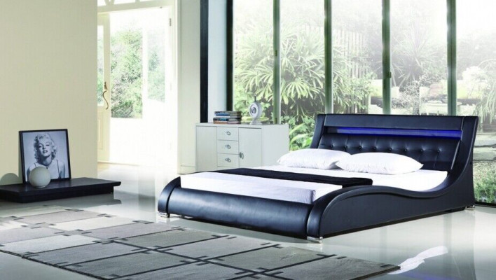 Lederbett Polsterbett Bett Betten Leder Leder Polster Ehe mit Belechtung