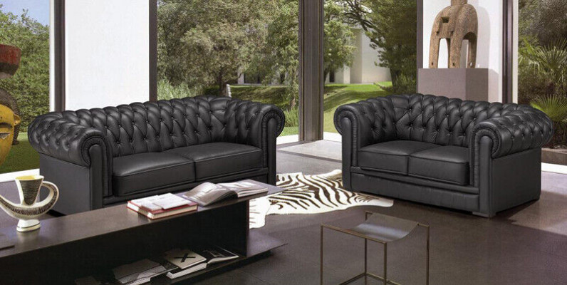Chesterfield Couchen Sofas Polster Leder 32 Sitzer Sofagarnitur Garnituren Set