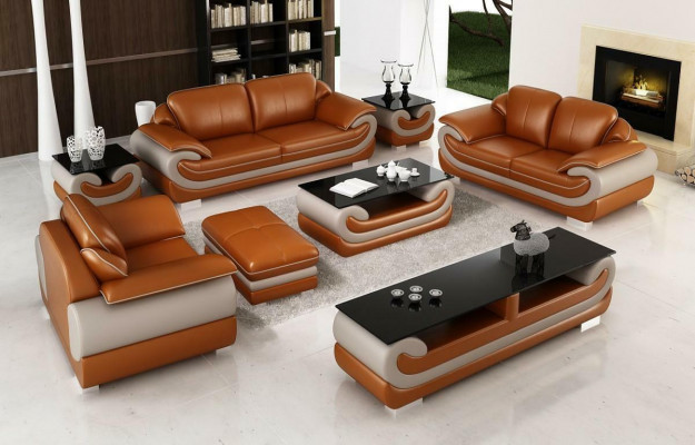 Ledersofa Couch Wohnlandschaft 3+2 Sitzer Garnitur Design Modern Sofa Produzent Möbel 