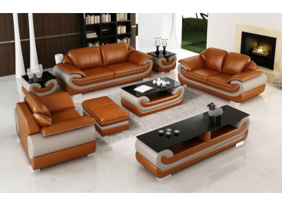 Ledersofa Couch Wohnlandschaft 3+2 Sitzer Garnitur Design Modern Sofa Produzent Möbel 
