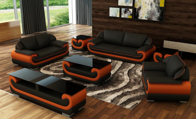 Ledersofa Couch Wohnlandschaft 3+2 Sitzer Garnitur Design Modern Sofa Produzent Möbel 