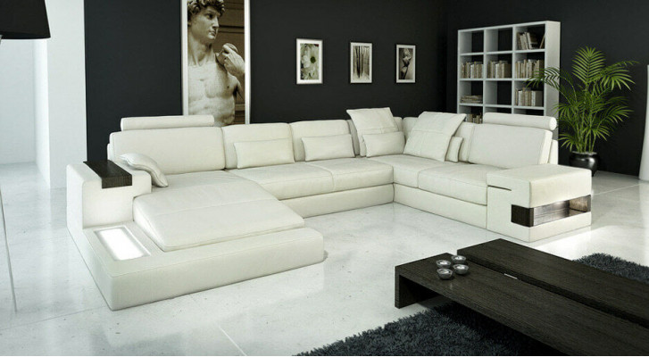 U Form Sofa Couch Polster Garnitur Wohnlandschaft Ecksofa Design Leder
