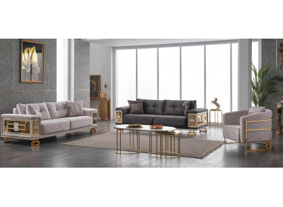 Moderne Couchgarnitur Dreisitzer Sessel Wohnzimmer Edelstahlmöbel 3tlg