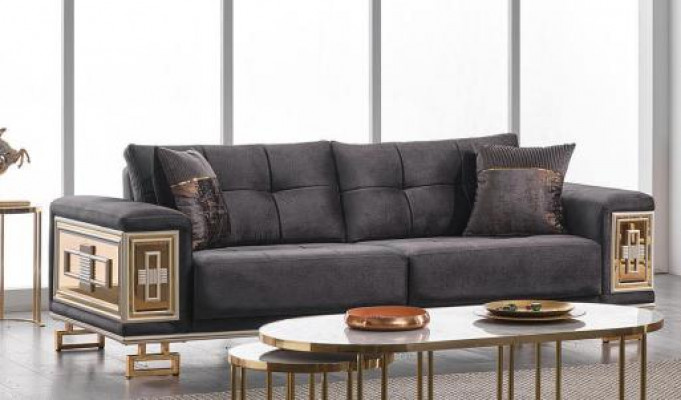 Moderne Couchgarnitur Dreisitzer Sessel Wohnzimmer Edelstahlmöbel 3tlg