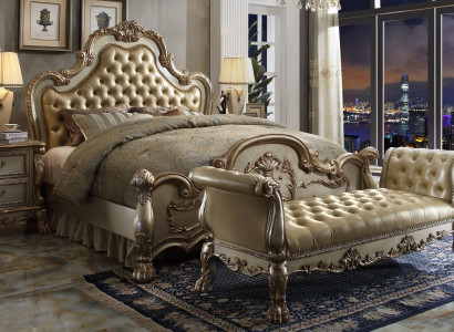 Bett 2x Nachttisch 3 tlg. Schlafzimmer Set Luxus Betten Chesterfield Leder