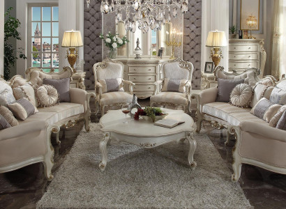 Halbrunde Viersitzer Wohnzimmer Couch Textil Barock Rokoko Luxus Sofa