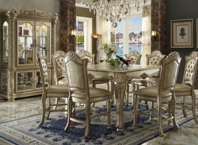 Goldene Esszimmer Gruppe Designer Esstisch mit x8 Stühlen Esszimmer Möbel 9tlg.