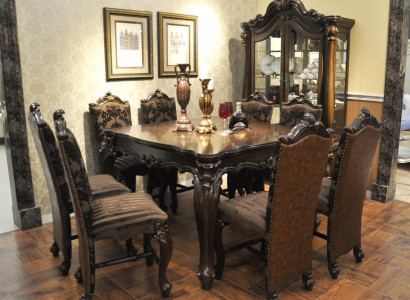 Klassischer Tisch Esstisch Holz Esszimmer Garnitur 8x Stuhl Set Stühle