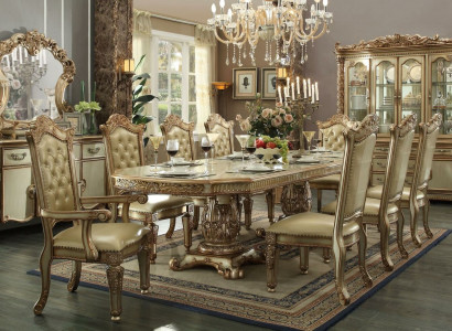 Esszimmer Set Garnitur Vitrine Tisch 8x Stuhl Kommode Spiegel Barock