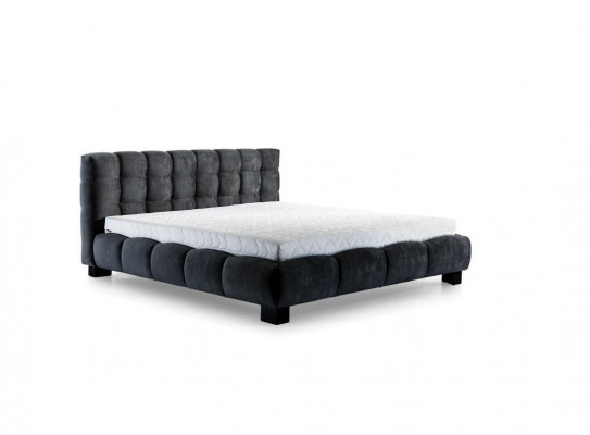 Bett Grau Schlafzimmer Möbel Textil Design 160x200cm Betten Samt