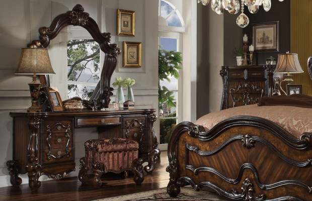 Schminktisch Spiegel Hocker Luxus Konsole Schlafzimmer Kommode Barock Stil