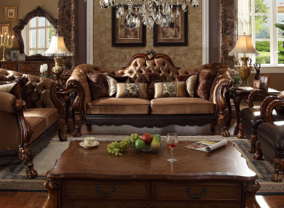 Sofa 3 Sitzer Sitz Couch Polster Garnitur Stoff Sofas Couchen Holz Chesterfield