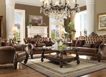 Ledersofa Barock Stil Rokoko Leder Couch Sofa Polster Sitz 3 Sitzer Dreisitzer