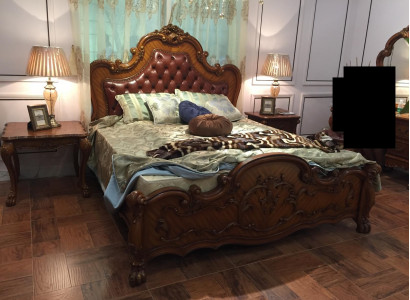 Klassisches Bett Barock Rokoko Chesterfield Stil Doppel Leder Hotel Betten