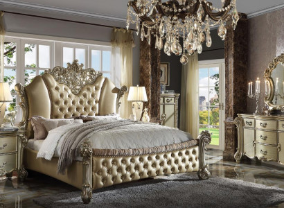 Schlafzimmer Set Nachttische Bett 5tlg. Barock Rokoko Antik Stil Holz