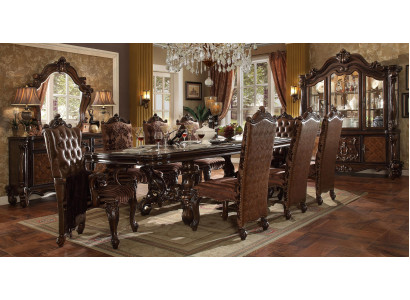 Klassischer Esstisch Holz Esszimmer Garnitur 8x Stühle Designer Set