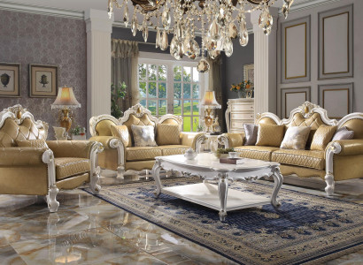 Sofagarnitur 3+2 Sitzer Klassischer Wohnlandschaft Leder Sofas Couchen