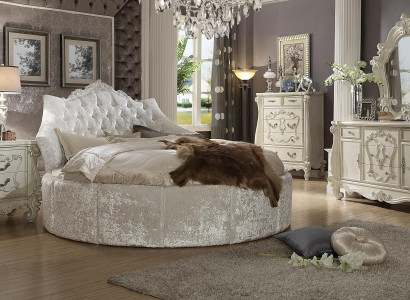 Rundes Samt Bett Chesterfield Luxus Polster Rund Betten Stoff Textil Hotel