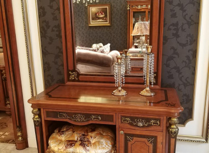 Luxus Klasse Barock Rokoko Schminktisch mit Spiegel Kommode Deko Konsolen